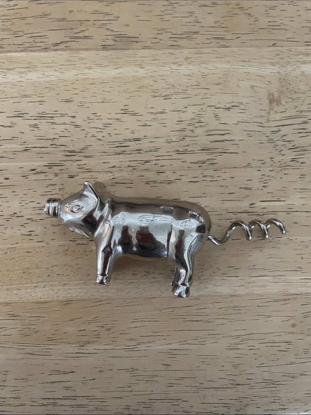 Small  metal pig corkscrew, 4in in length, eclectic, drinks, cocktails, party